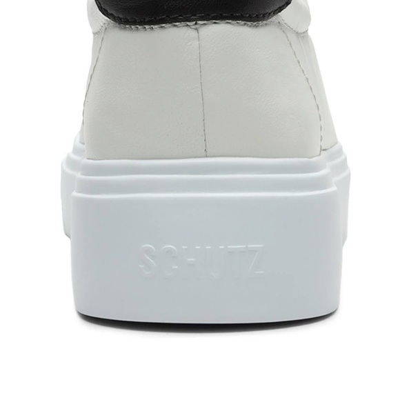 SCHUTZ KRISTEN WHITE LEATHER PLAIN SNEAKERS SHEARLING SIZE 8.5 EUC - Picture 4 of 13
